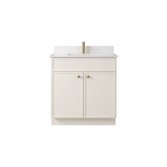 30" Off White Slim Shaker Bathroom Vanity with Quartz Top