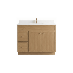 42" White Oak Slim Shaker Bathroom Vanity with Quartz Top