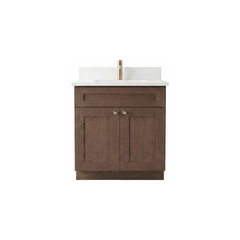 30" Coffee Bean Shaker Bathroom Vanity with Quartz Top – Single Sink