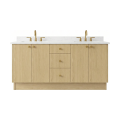 72" Ivory Oak European Vanity with Quartz Top – Double Sink