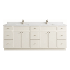 84" Off White Slim Shaker Bathroom Vanity with Quartz Top – 9 Drawers