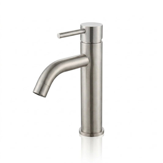 Brushed Nickel bathroom faucet — single hole