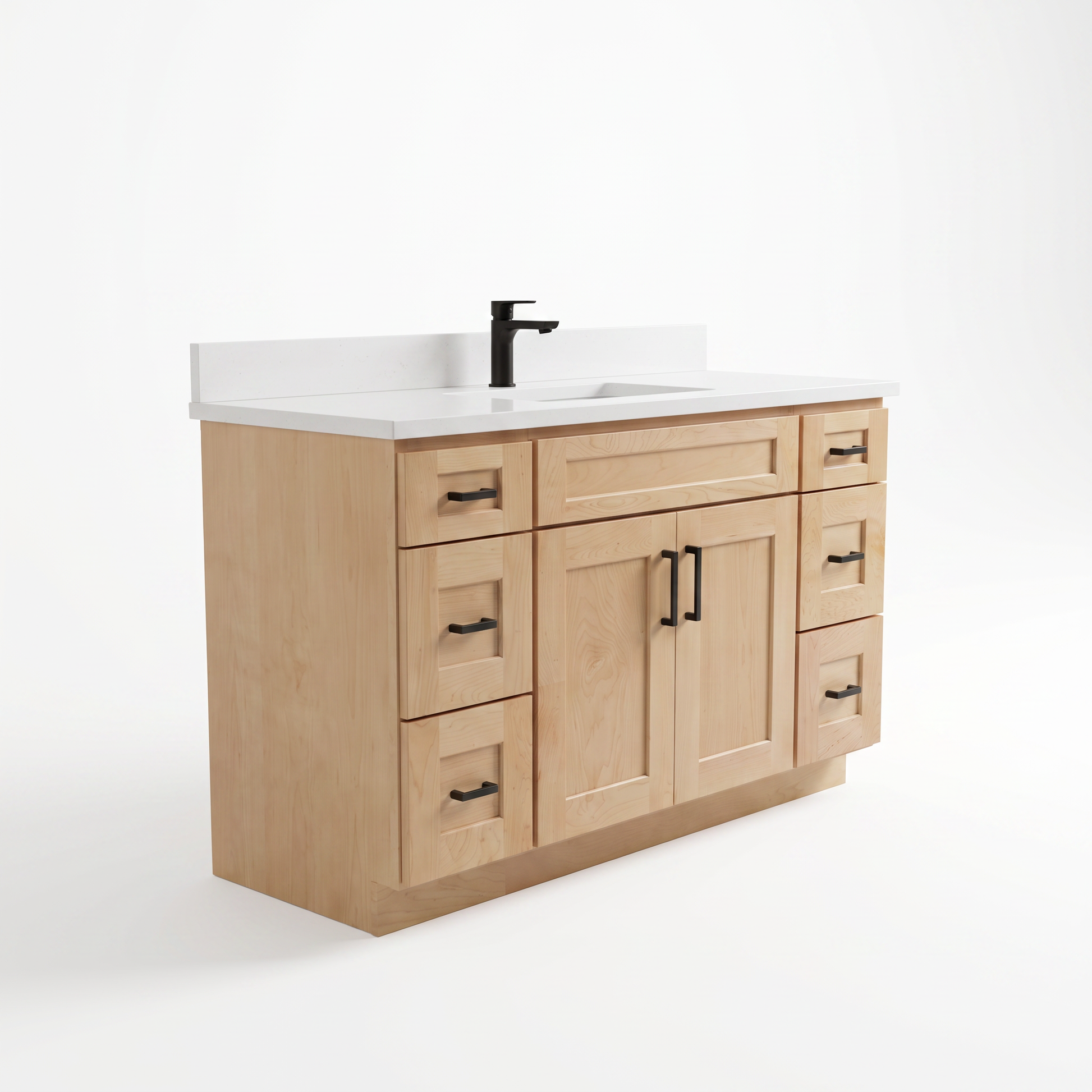 48 inch maple vanity angled left view