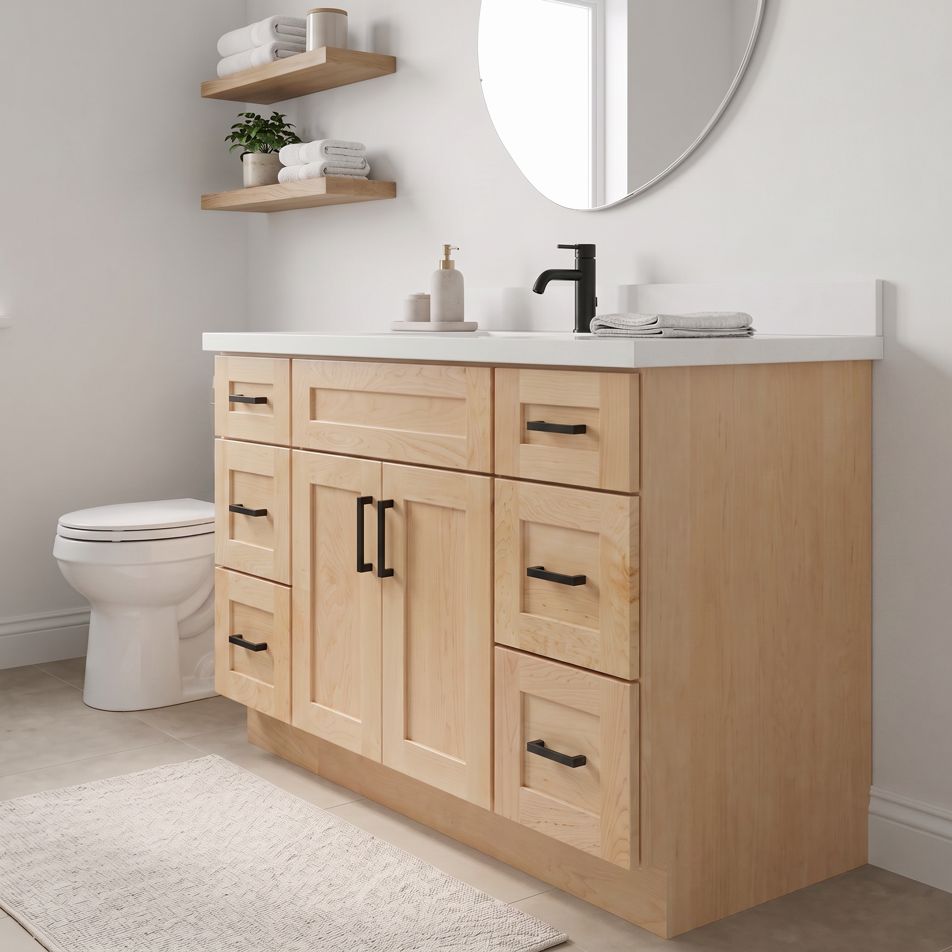 Maple bathroom vanity interior view