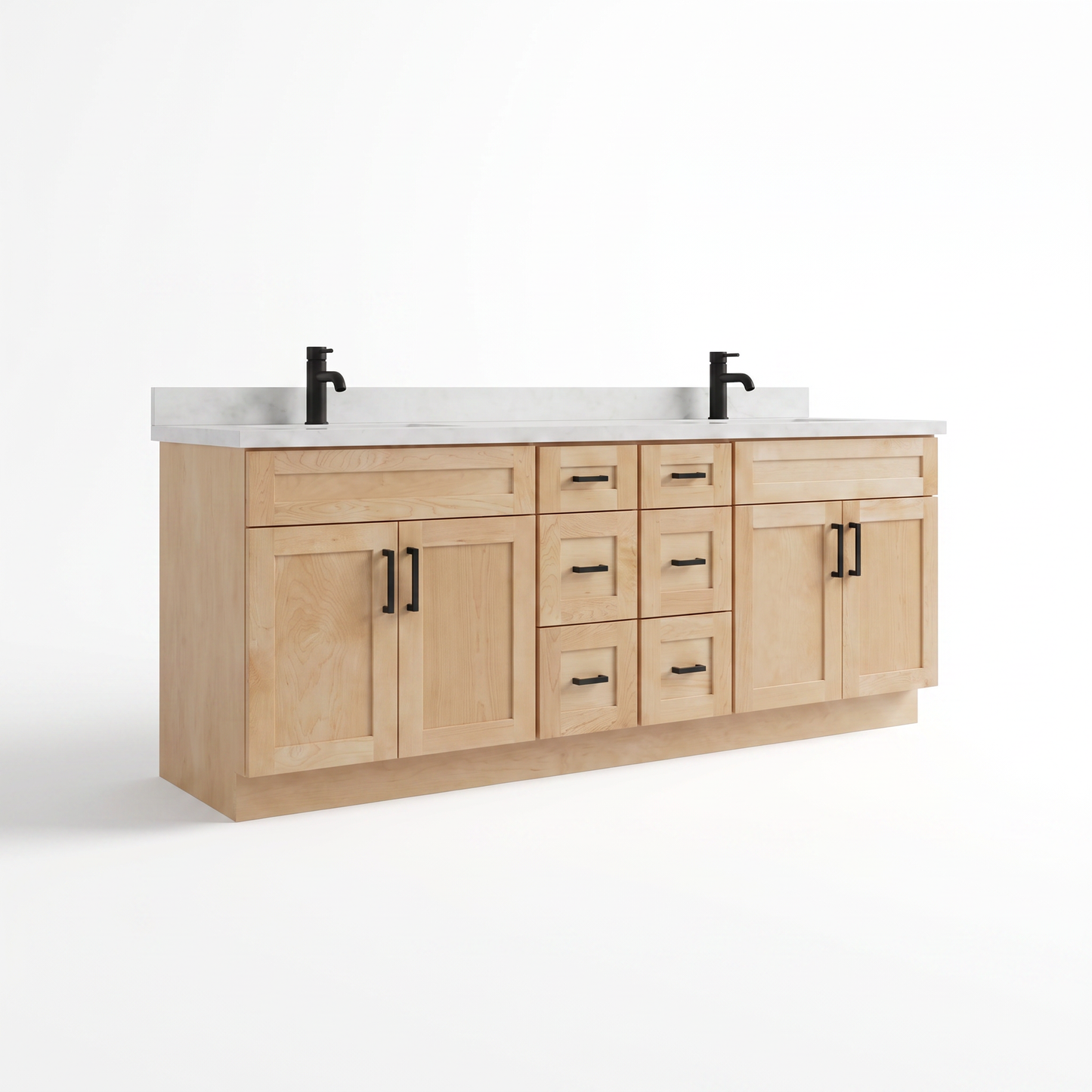 84 inch maple double vanity angled left view