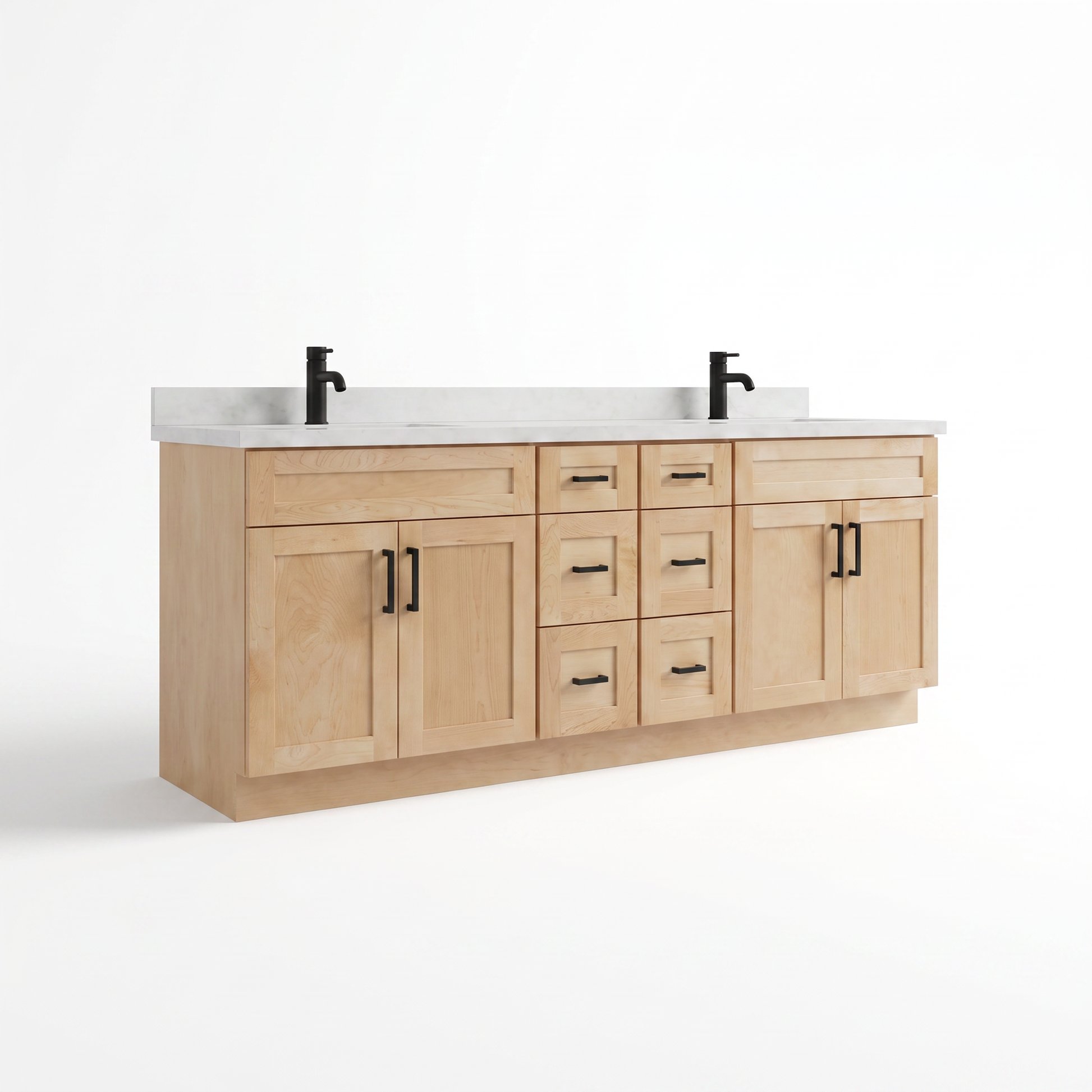 84 inch maple double vanity angled left view