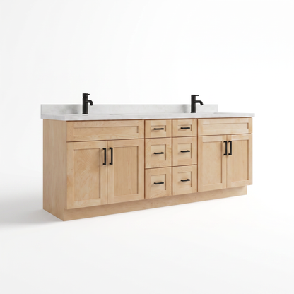 84 inch maple double vanity angled left view
