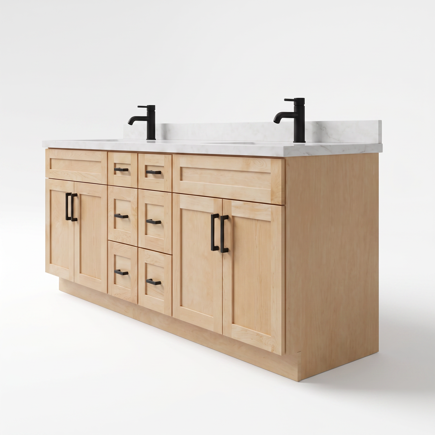 84 inch maple double vanity angled right view