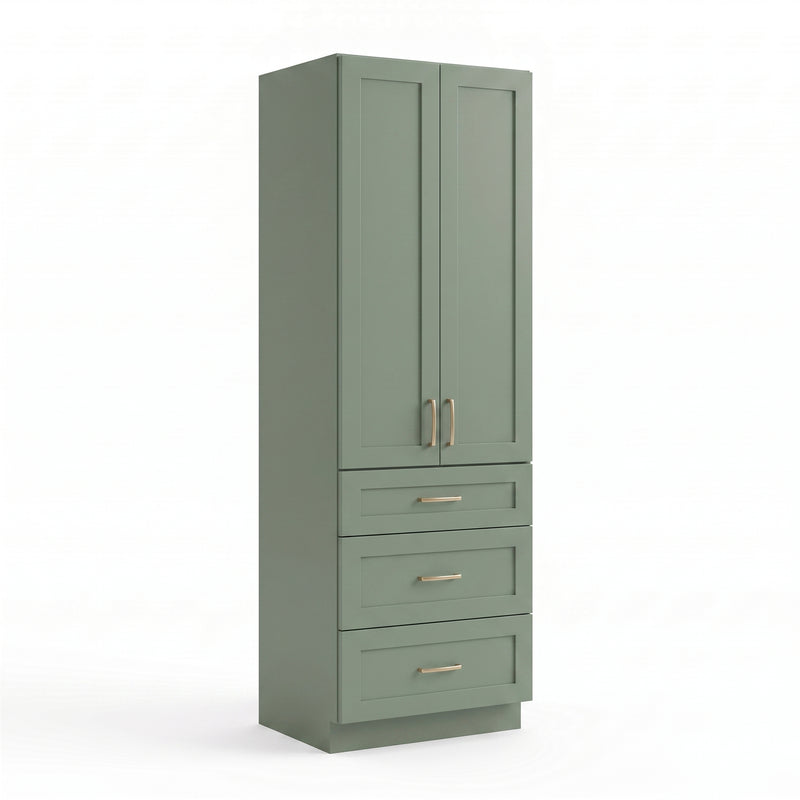 Olive green linen tower angle left