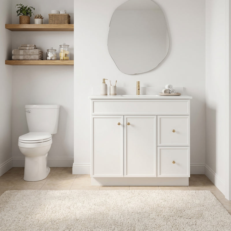 36" Slim Shaker Vanity — White