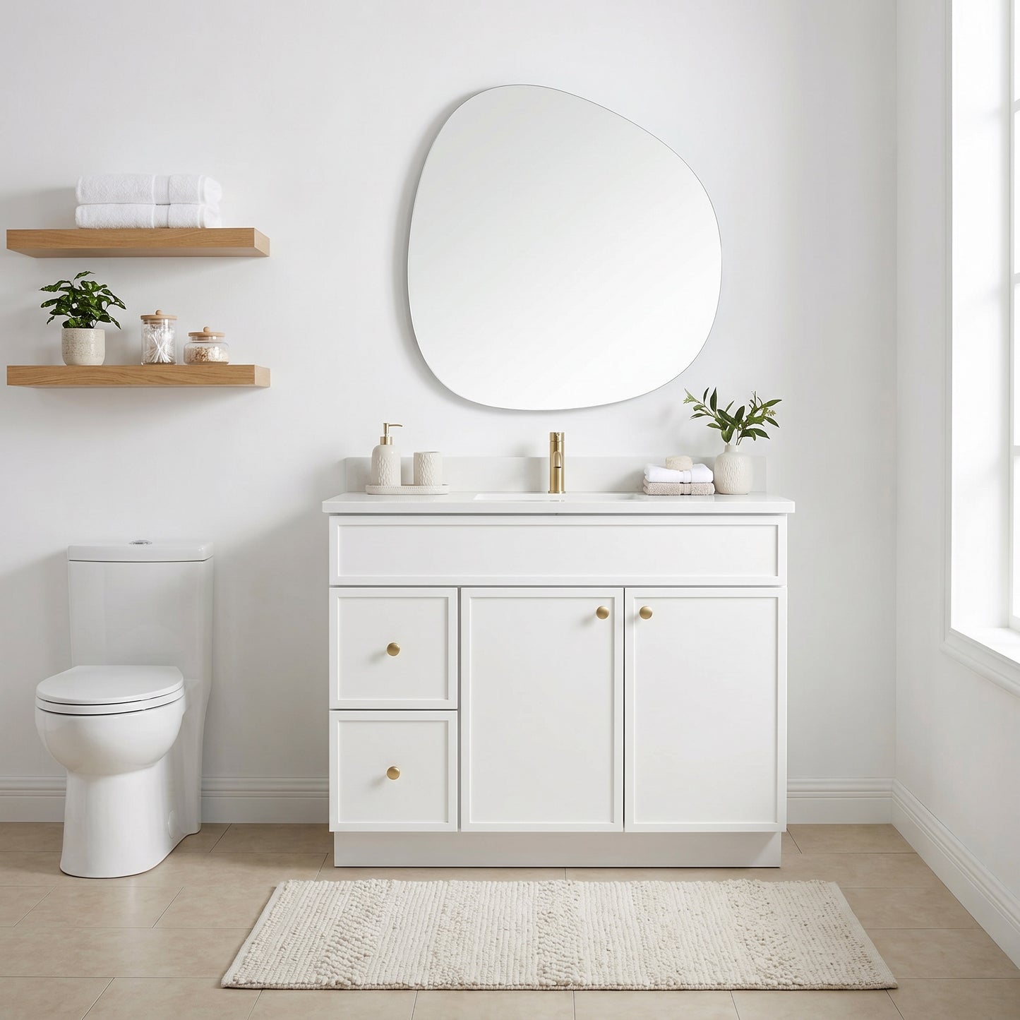 42" Slim Shaker Vanity — White