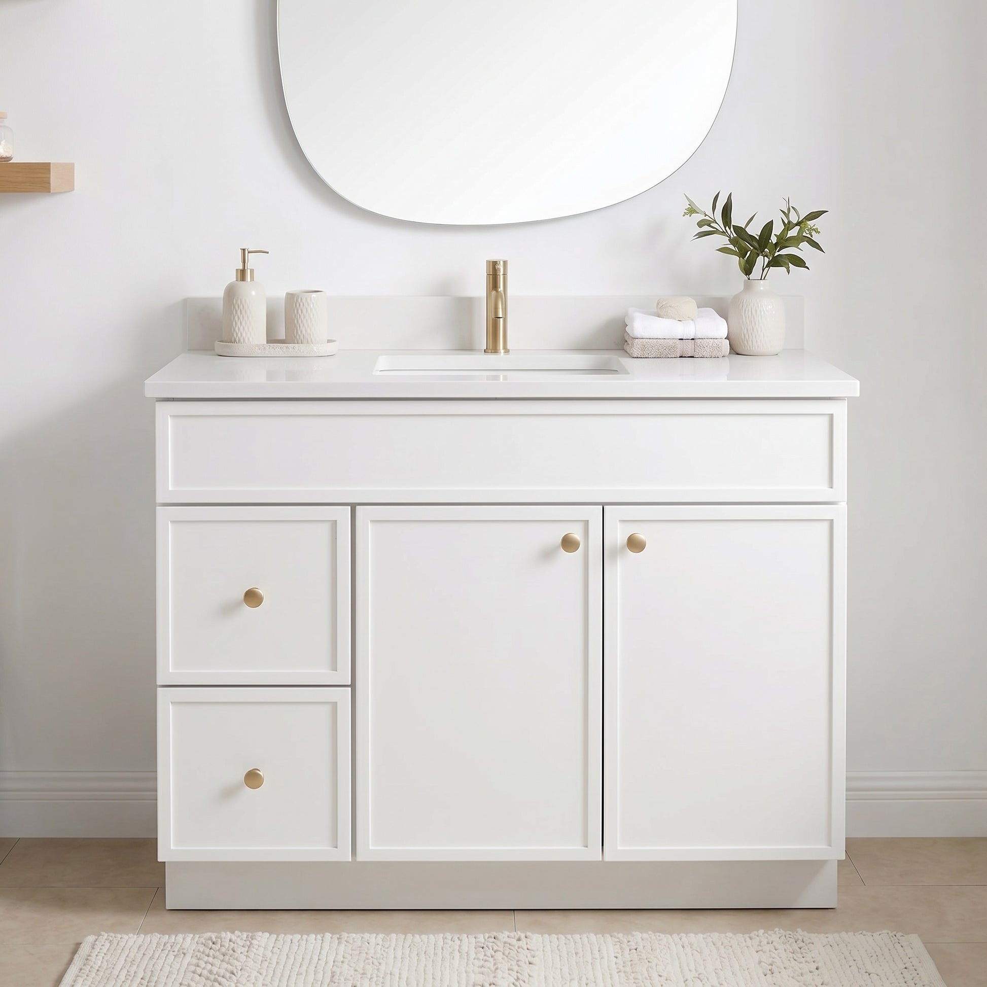 42" Slim Shaker Vanity — White