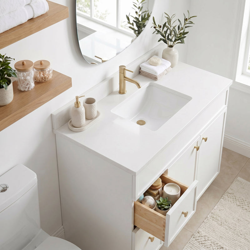 42" Slim Shaker Vanity — White