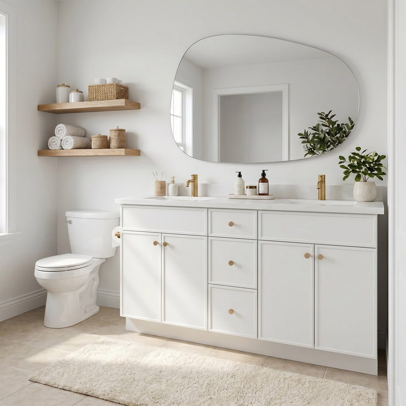 60" Slim Shaker Vanity — White, Double Sink