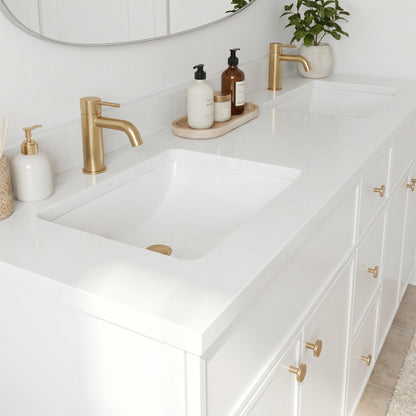 60" Slim Shaker Vanity — White, Double Sink