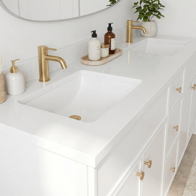 60" Slim Shaker Vanity — White, Double Sink