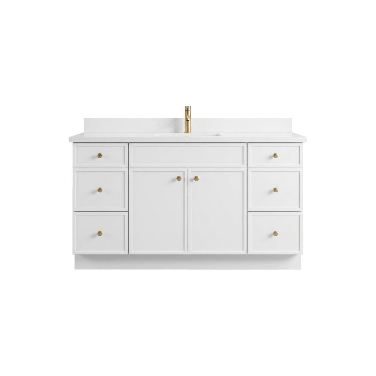 60" Slim Shaker Vanity — White, Single Sink