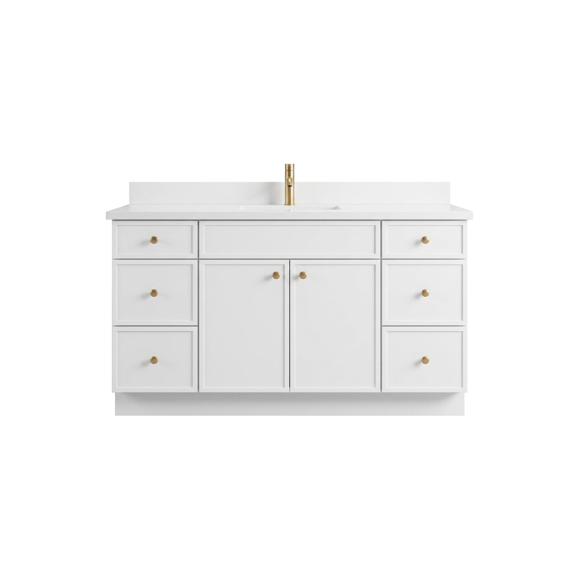 60" Slim Shaker Vanity — White, Single Sink