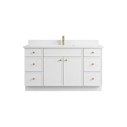 60" Slim Shaker Vanity — White, Single Sink