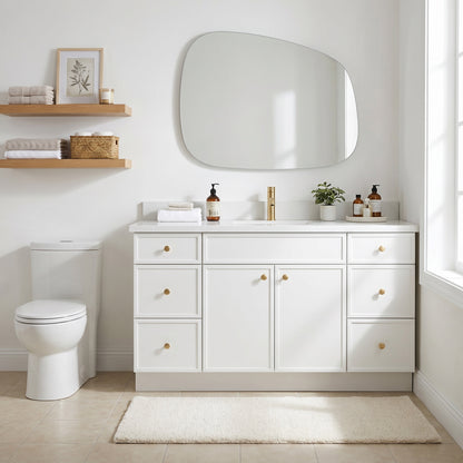 60" Slim Shaker Vanity — White, Single Sink