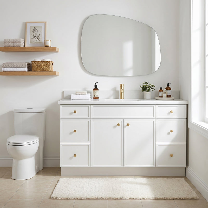 60" Slim Shaker Vanity — White, Single Sink