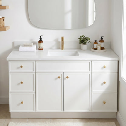 60" Slim Shaker Vanity — White, Single Sink