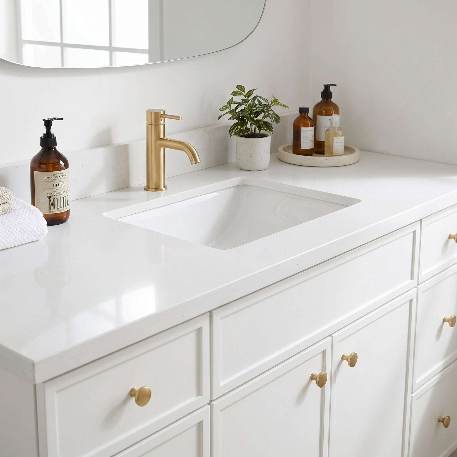 60" Slim Shaker Vanity — White, Single Sink
