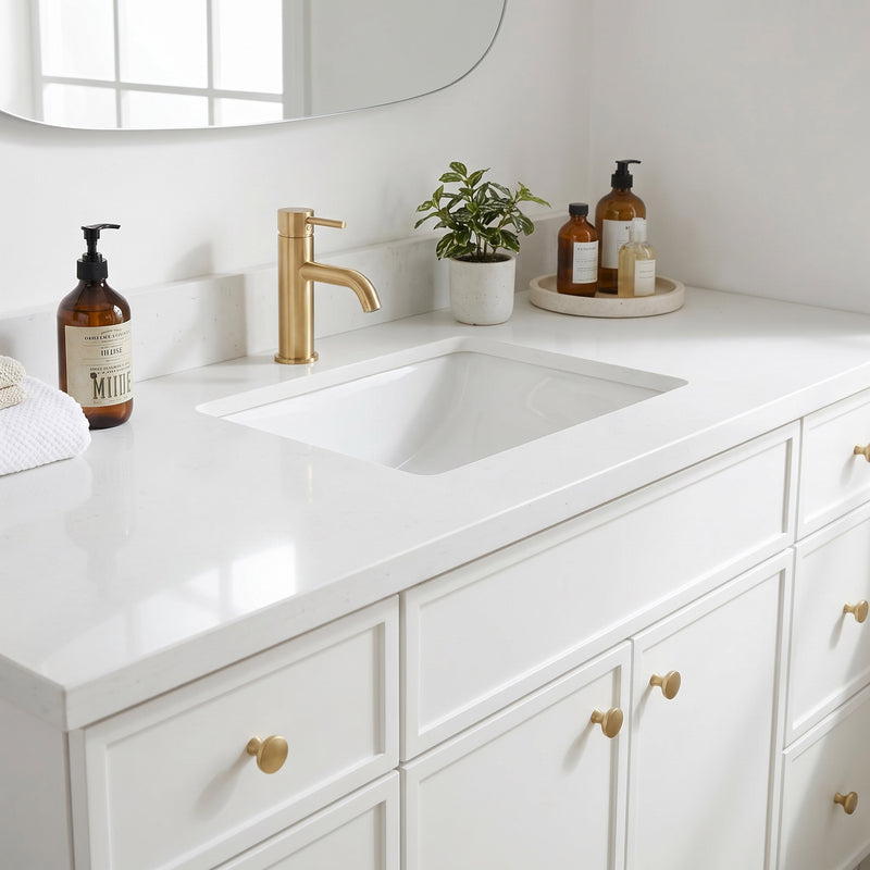 60" Slim Shaker Vanity — White, Single Sink