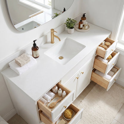 60" Slim Shaker Vanity — White, Single Sink