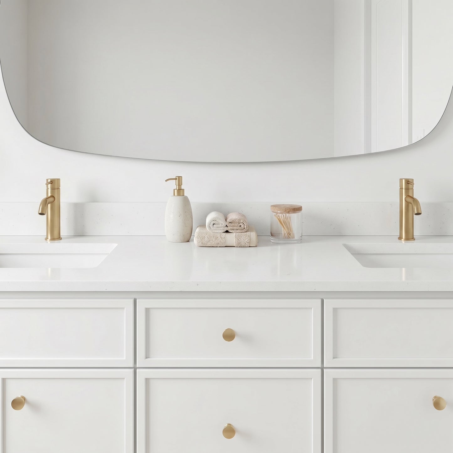 72" Slim Shaker Vanity — White, Double Sink