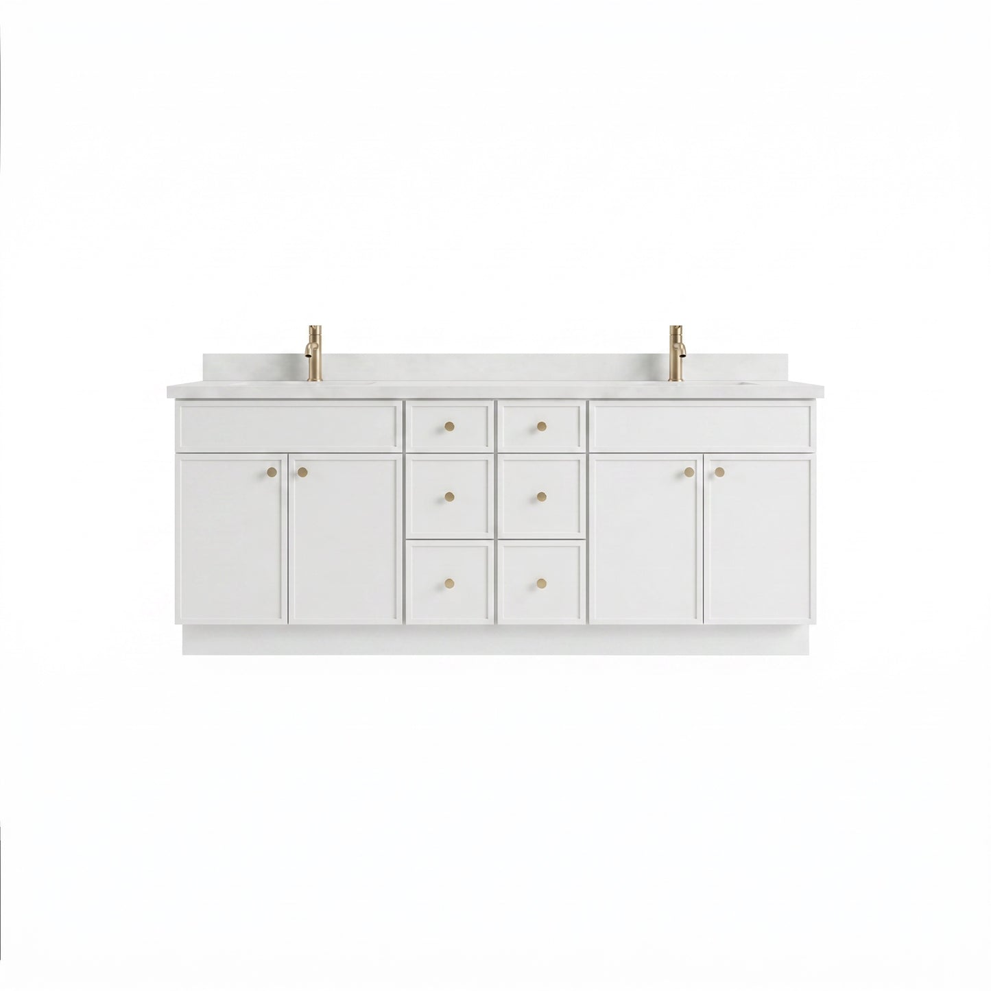 84" Slim Shaker Vanity — White, 6 Drawers