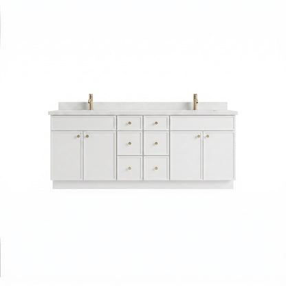 84" Slim Shaker Vanity — White, 6 Drawers