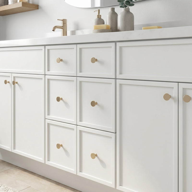 84" Slim Shaker Vanity — White, 6 Drawers