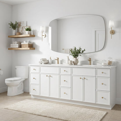 84" Slim Shaker Vanity — White, 9 Drawers