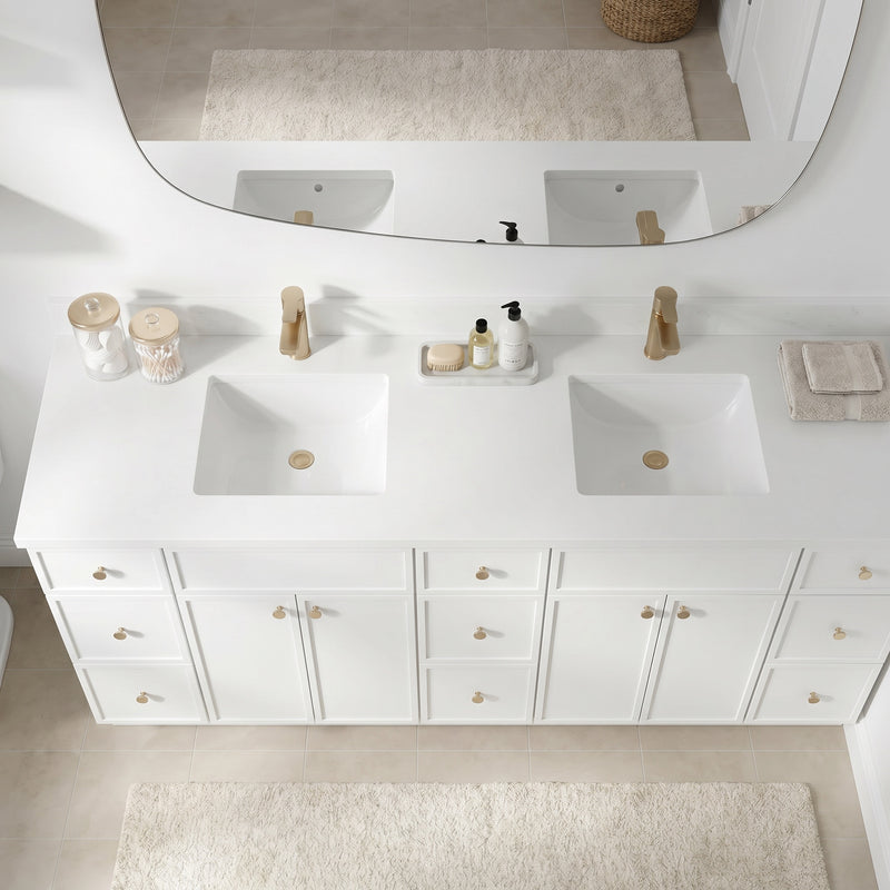 84" Slim Shaker Vanity — White, 9 Drawers