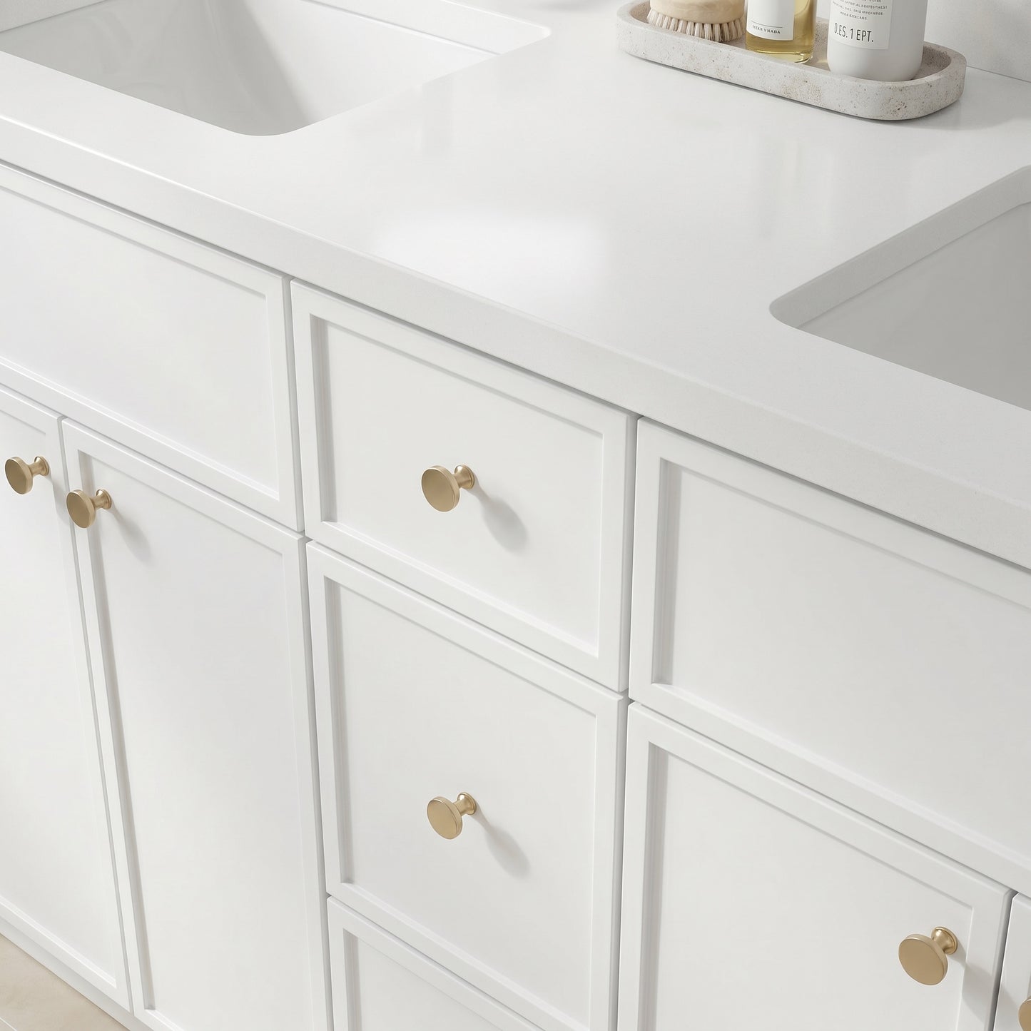 84" Slim Shaker Vanity — White, 9 Drawers