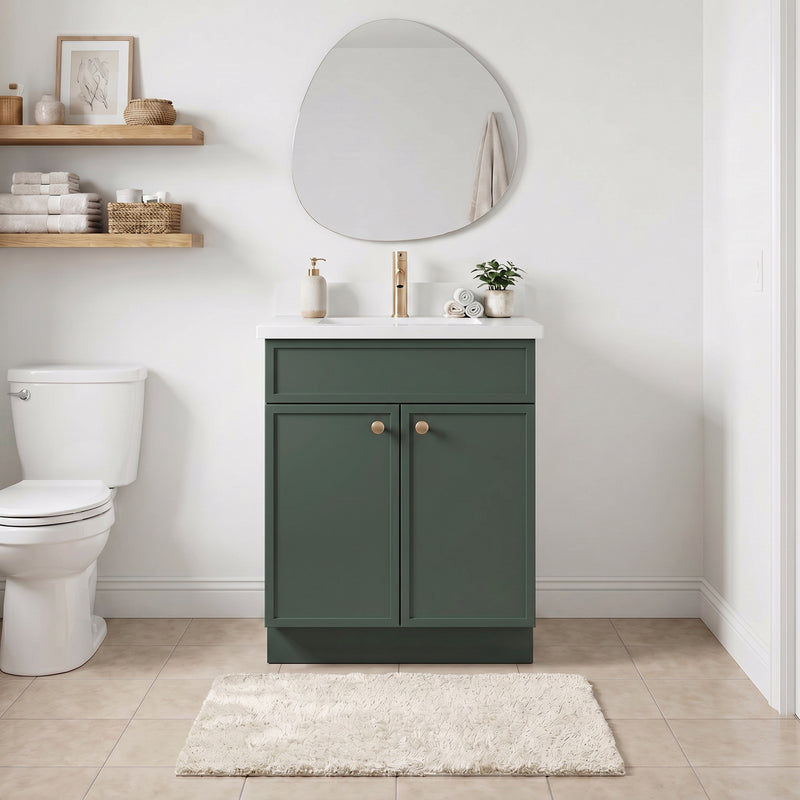 Forest Green Slim Shaker Vanity — Oakline Cabinets