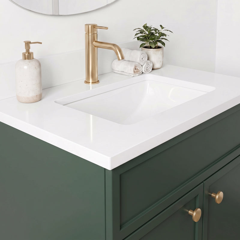 Forest Green Slim Shaker Vanity — Oakline Cabinets