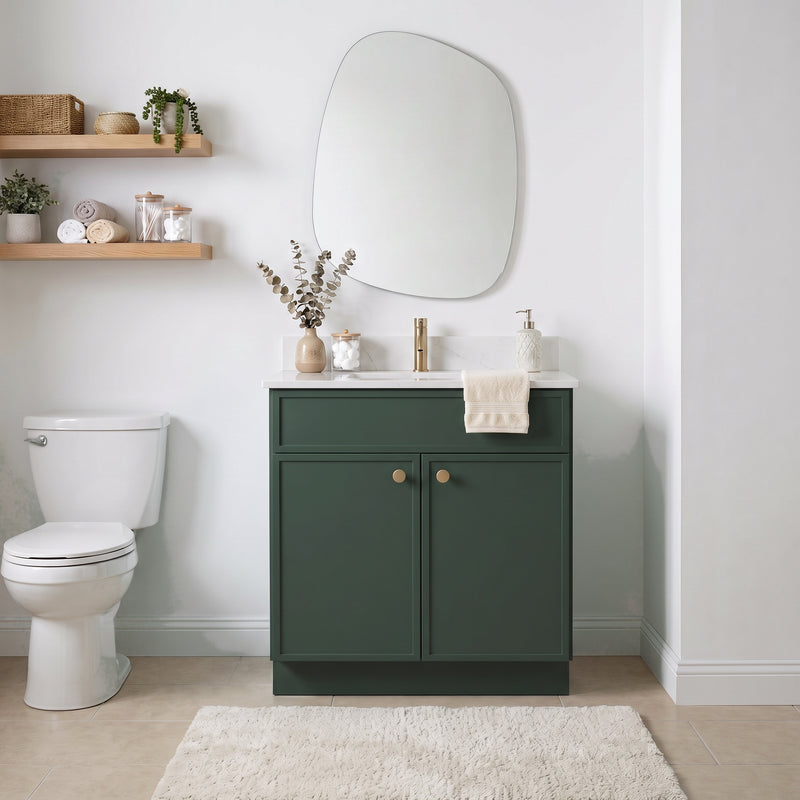 Forest Green Slim Shaker Vanity — Oakline Cabinets