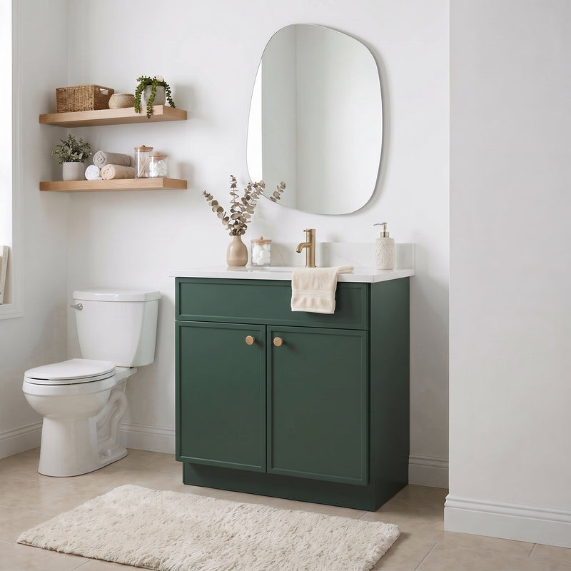 Forest Green Slim Shaker Vanity — Oakline Cabinets