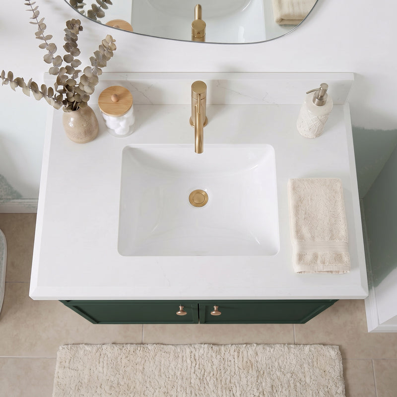 Forest Green Slim Shaker Vanity — Oakline Cabinets