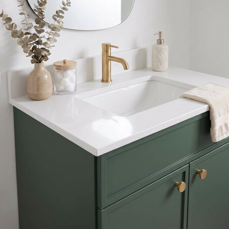 Forest Green Slim Shaker Vanity — Oakline Cabinets