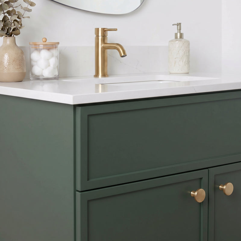 Forest Green Slim Shaker Vanity — Oakline Cabinets