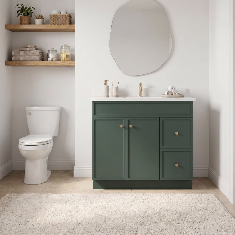 Forest Green Slim Shaker Vanity — Oakline Cabinets