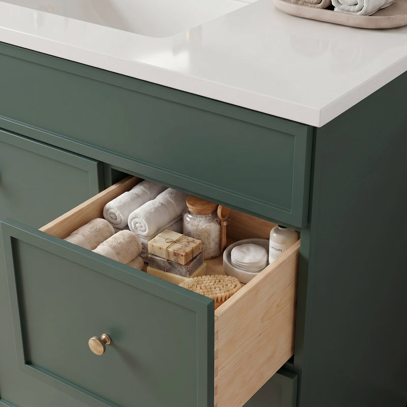 Forest Green Slim Shaker Vanity — Oakline Cabinets