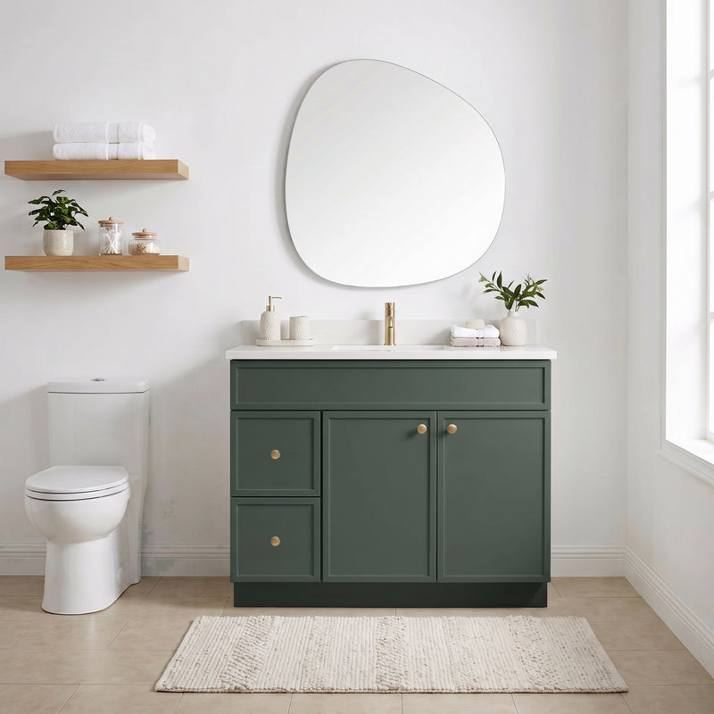 Forest Green Slim Shaker Vanity — Oakline Cabinets