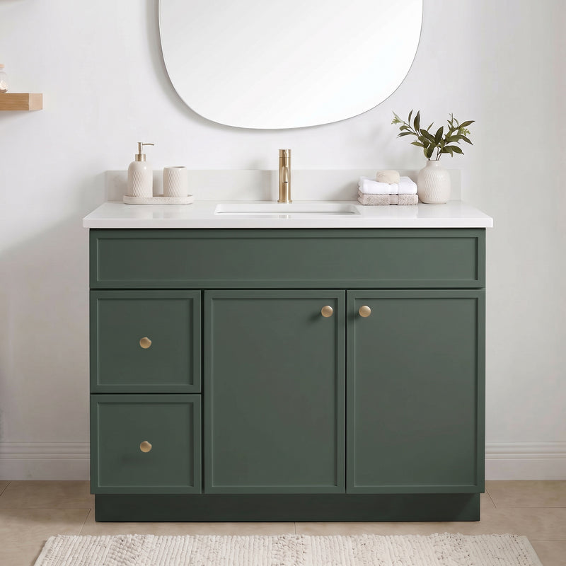 Forest Green Slim Shaker Vanity — Oakline Cabinets
