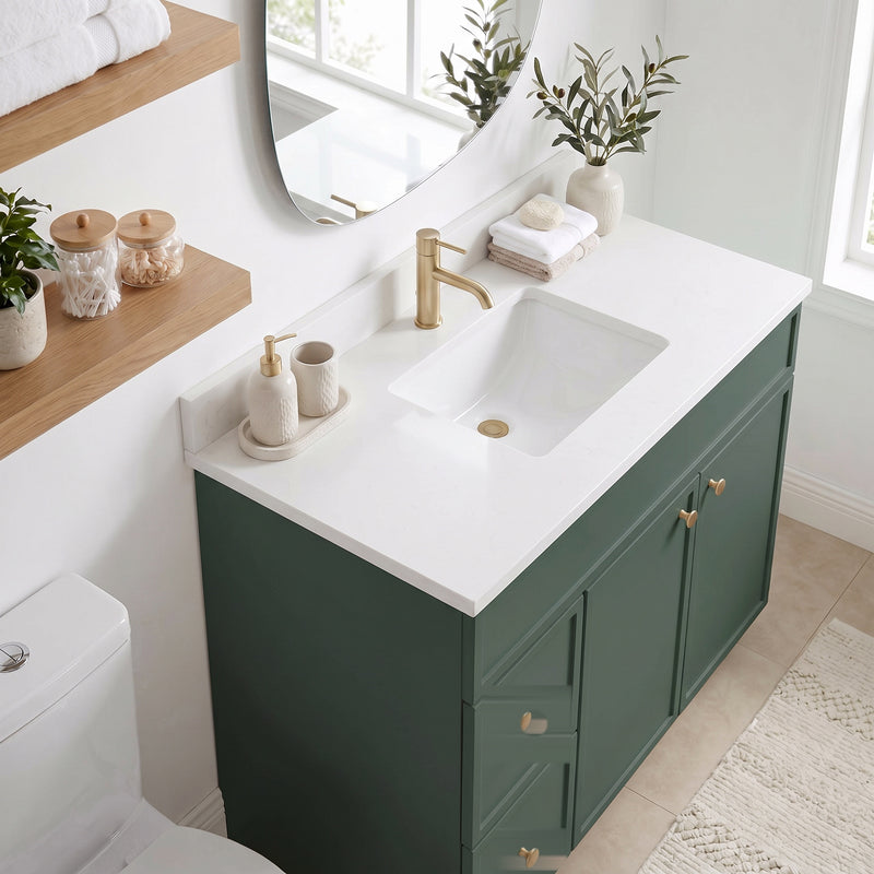 Forest Green Slim Shaker Vanity — Oakline Cabinets
