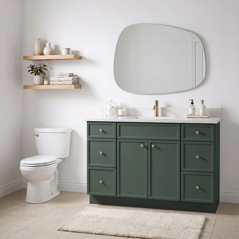 Forest Green Slim Shaker Vanity — Oakline Cabinets