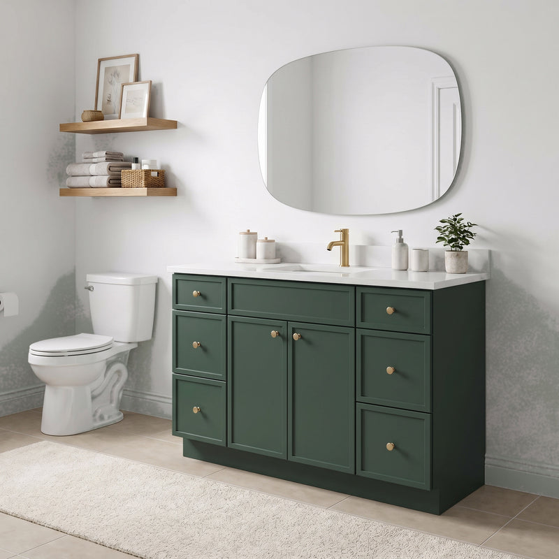 Forest Green Slim Shaker Vanity — Oakline Cabinets